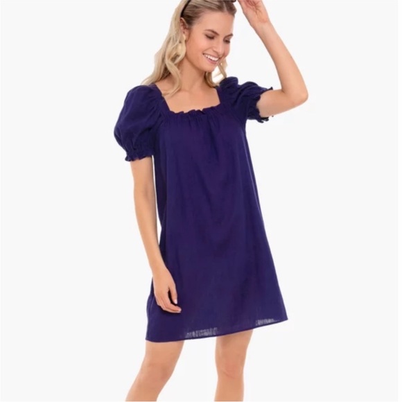 Pomander Place Dresses & Skirts - Tuckernuck Pomander Place Navy Darcy Dress Linen Cotton S